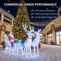 Sculpture lumineuse LED géante personnalisée de Noël, motif traîneau du Père Noël et rennes en 3D, éclairage extérieur IP65 pour la décoration des parcs