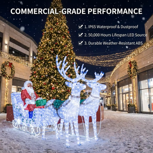 Escultura LED 3D Gigante Iluminada Personalizada OEM con Motivo <span class=keywords><strong>de</strong></span> Trineo <span class=keywords><strong>de</strong></span> Santa Claus y Renos para Decoración Navideña en Parques al Aire Libre - Product Image 4