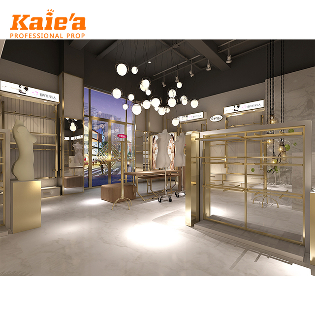 Fashionable Garment Shops Stands Clothes Rack Gold Metal Retail Clothing Store Display Racks for Boutique