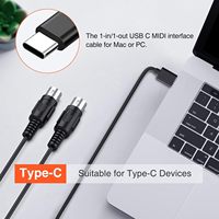 LEKATO MIDI to USB C Cable Type-C MIDI Interface with Input & Output Connecting Keyboard/Synthesizer Editing