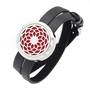High Quality <b>Leather</b> Band Watch Stainless Steel Diffuser Locket Charm Women Aromatherapy <b>Bracelet</b> - Product Image 4