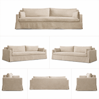 Canapé en tissu de lin moderne de luxe avec jupe, idéal pour salon côtier, villa, hôtel, projet personnalisable OEM