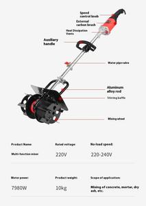 Handgeführter Elektrischer Betonmischer mit Einstellbarer Geschwindigkeit und Kernmotor-Komponente, Rostentfernungsmaschine für Zementmörtel und Verputzarbeiten - Product Image 5