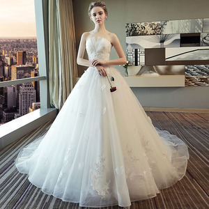 2023 New <strong>White</strong> Tube Top Lace Simple <strong>Fairy</strong> Style Sen Wedding <strong>Dress</strong> - Product Image 1