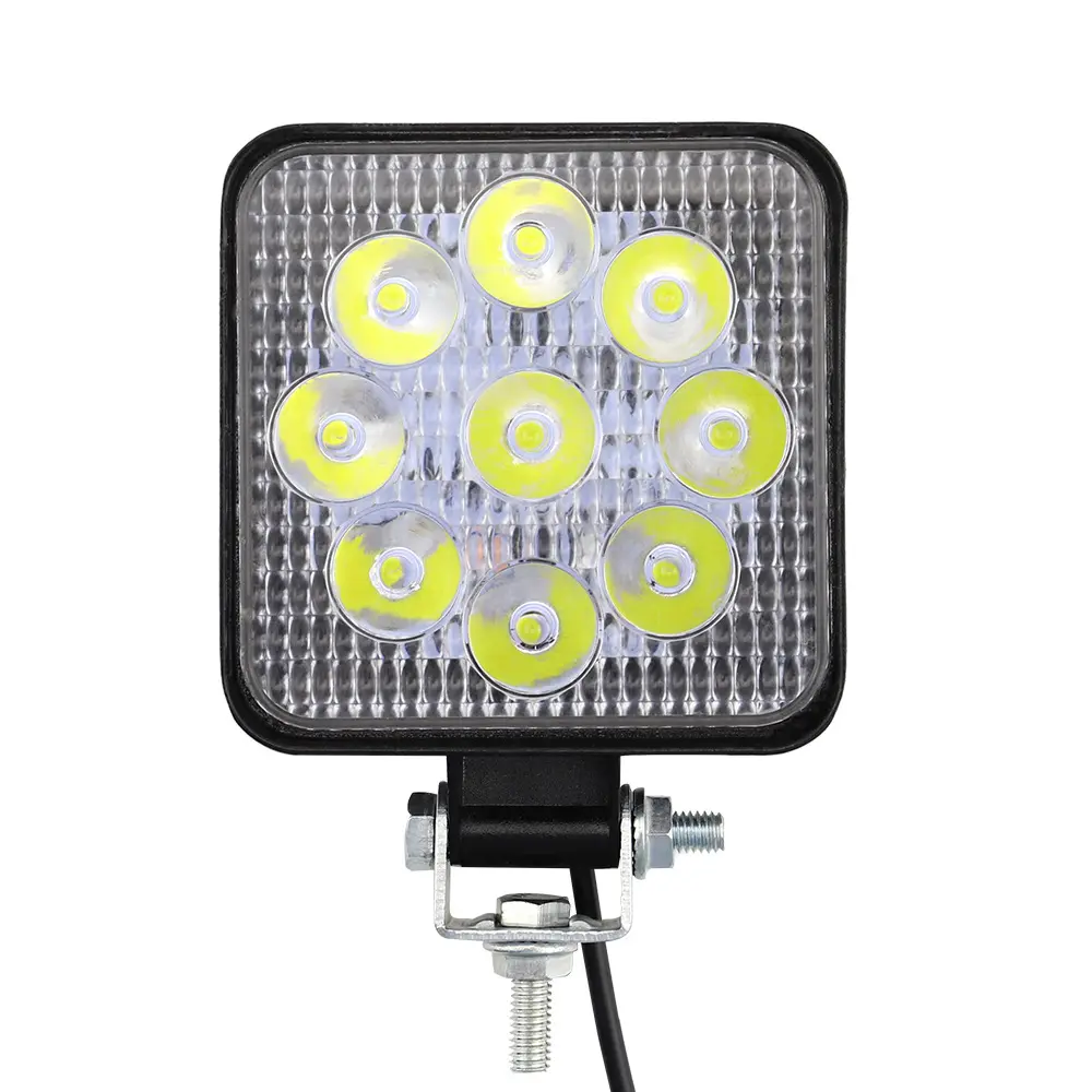 2 feux de travail LED pour voitures, lumières Mini carrées, 9 ampoules, pour phares auxiliaire, pour motocyclette, camion, Automobile, 27W