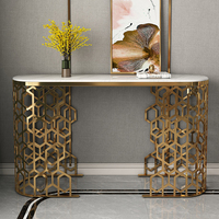 Table de console moderne avec meubles de salon en acier inoxydable doré