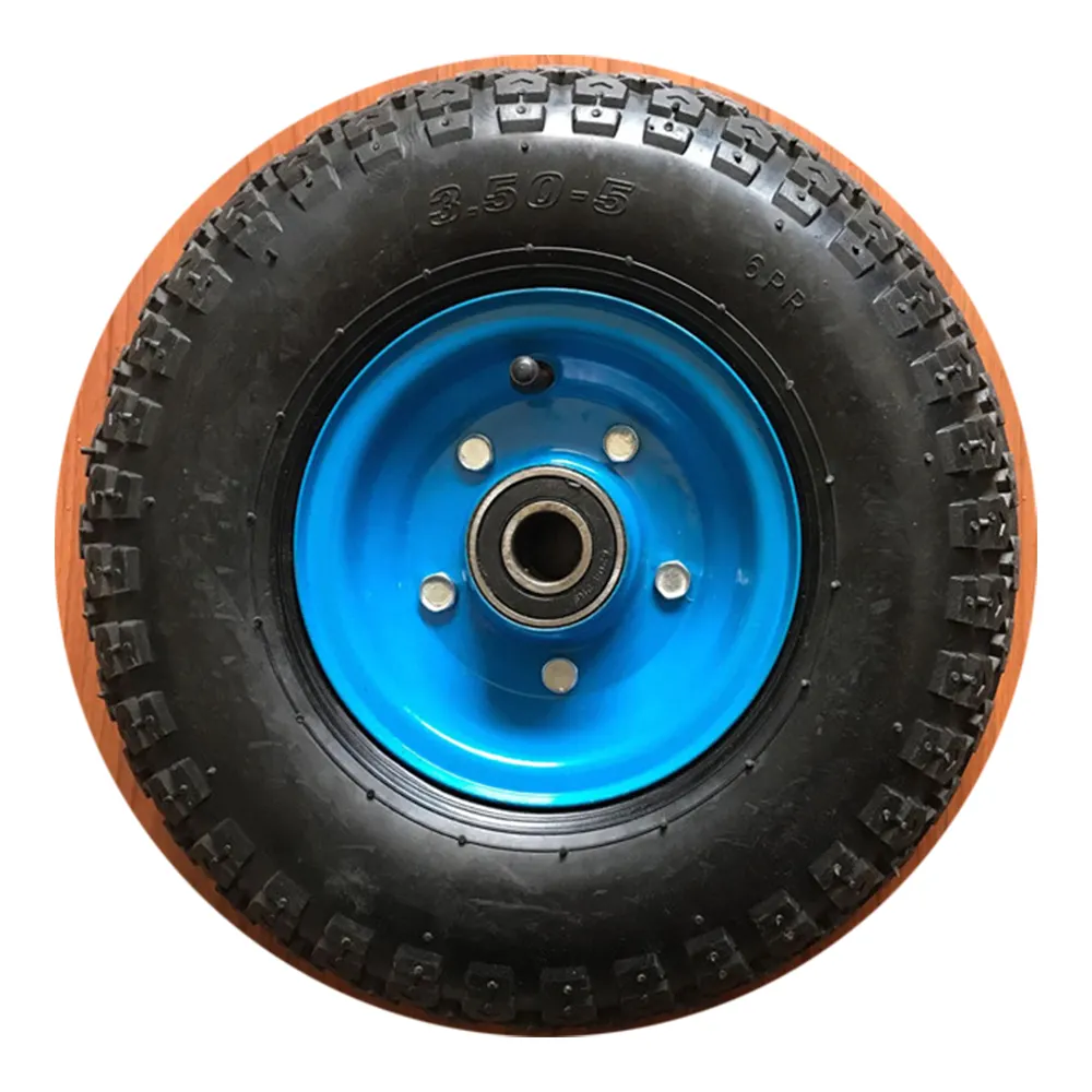 11 pulgadas neumáticos ruedas de goma de nuevo diseño con neumáticos llanta de acero para la losa dolly carro 3,50-5