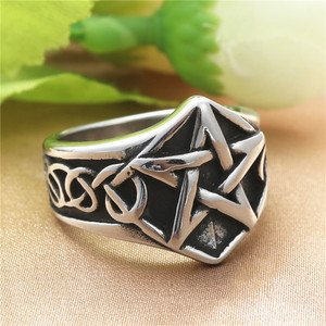 Yunnique – bague rétro en argent pour hommes, étoile à cinq branches, en acier inoxydable, style Punk, bijoux, cadeau - Product Image 1