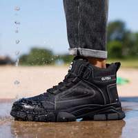 Chaussures de sécurité pour hommes, embout en acier, tige en microfibre, semelle en caoutchouc, anti-écrasement, résistantes aux perforations, doublure en maille