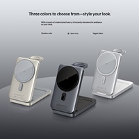 Pengisi Daya Nirkabel Lipat Magnetik 3-in-1 Terlaris dengan Bahan ABS+PC Daya Keluaran 15W untuk Ponsel, Jam Tangan, dan Earphone