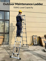 Échelle télescopique pliante en alliage d'aluminium à double face, multi-niveaux, antidérapante, capacité 330 lb, pour entrepôt extérieur, idéale pour le dropshipping