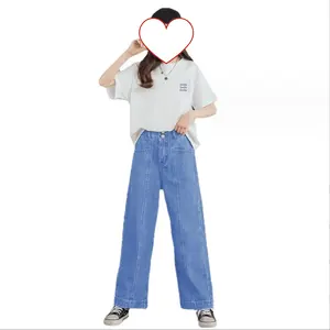 2023 neue Mädchen Sommer lässig Top weites Bein Hosen Jeans Set 11-jährige Mädchen Kleidung Teen Mädchen Sommer Kleidung Set