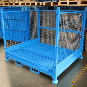 Boîte de stockage en acier pliable robuste Q235, empilable, 4 niveaux, conteneur de stockage, palette métallique, <span class=keywords><strong>cage</strong></span> de stockage d'entrepôt - Product Image 2