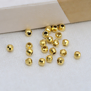 S925 <b>Silver</b> DIY Jewelry Accessories Multi-sided 3mm Laser <b>Beads</b> Small Gold <b>Beads</b> Fancy Shape Plated Jewelry Caps Spacers 1569 - Product Image 3