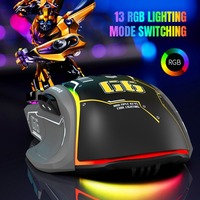 Souris de jeu professionnelle 12800 DPI 10D Souris de jeu filaire RGB Souris macro-programmable Ergonomique Souris de jeu supérieure pour les joueurs