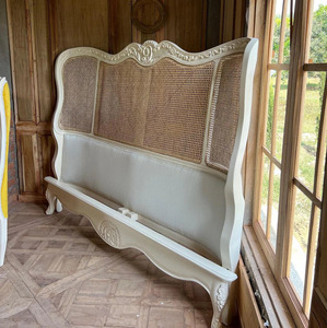 Camera da letto retrò francese letto matrimoniale in <span class=keywords><strong>legno</strong></span> di betulla massello in Rattan fabbrica cinese vendita diretta King Queen casa <span class=keywords><strong>soggiorno</strong></span> <span class=keywords><strong>mobili</strong></span> - Product Image 3