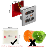 Prise murale industrielle multifonctionnelle KSQ 20W avec USB Type-C à charge rapide et 1 port USB-A pour téléphone portable