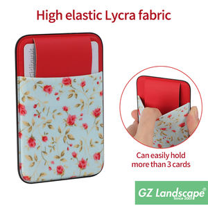 Aimant fort <span class=keywords><strong>à</strong></span> pois floral téléphone dos porte-carte de <span class=keywords><strong>crédit</strong></span> élastique anti-chute flip lycra manches poche pour téléphone - Product Image 5