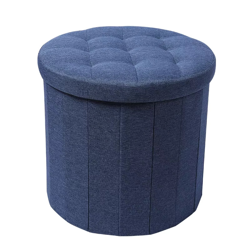 Forme ronde en lin fin bleu marine