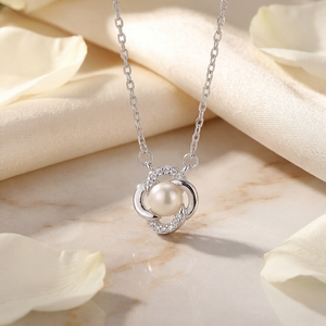 S925 Silver Freshwater Pearl <b>Necklace</b> CZ Pave Decorative Pendant Jewelry Elegant Gift for Women - Product Image 2