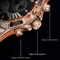 Poedagar 1410 Montre Homme de Luxe Étanche Lumineuse en Acier Inoxydable Mécanique Automatique à Tourbillon Squelette
