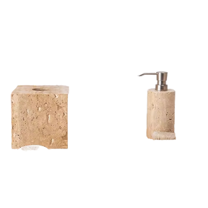 Natural Marble Five-piece Modern Sustainable Bathroom Storage <b>Set</b> with Elegant Cotton Sab Toilet Tray and Tissue Box for Hotels - Product Image 1