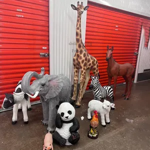 Accessoires d'éléphant de zèbre de girafe de location de fête/figurines de statue de girafe en résine de 6 pieds/décor de statues de cheval de cochon d'éléphant de thème de safri