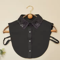 Faux col en polyester 100% pour femme, fait main, avec broderie flocon de neige et perles, en stock, idéal pour la décoration