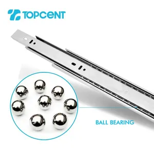 Topcent 3折全延伸滚珠轴承抽屉望远镜滑梯家具五金软密闭式抽屉滑梯