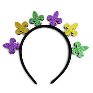 2025มาร์ดิกราส์ที่คาดผมสีม่วงสีเขียวสีทองแวววาวดาวเฟลอร์-de-Lis headbopper เทศกาลเครื่องประดับผม - Product Image 6