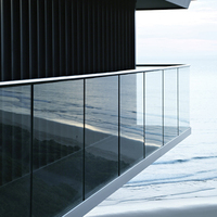 Système de balustrade en verre sans cadre moderne, clôture en verre en acier inoxydable pour balcon, escalier, bâtiment résidentiel