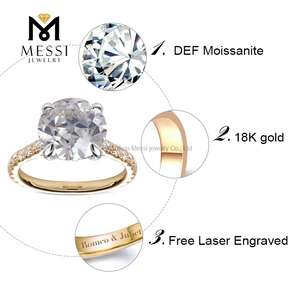 Messi Gioielli <span class=keywords><strong>Solitario</strong></span> 14K Giallo <span class=keywords><strong>Oro</strong></span> Bianco 2 Carati Vecchio Tagliati Europee di Fidanzamento Moissanite <span class=keywords><strong>Anello</strong></span> di Diamanti - Product Image 3