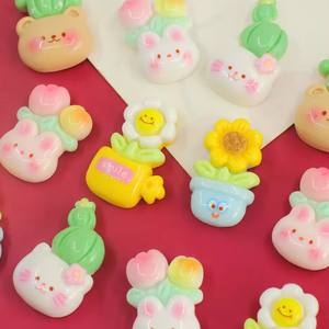 Bonito florero de dibujos animados, abalorios de resina para DIY, horquilla para álbum de recortes, funda de teléfono, decoración, imán para nevera, relleno de limo - Product Image 2