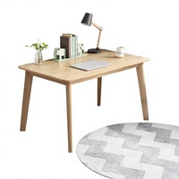 Bureau d'écriture en bois de chêne simple, surface en MDF, pieds en bois massif, design minimaliste nordique, assemblage en 10 minutes, compatible ordinateur portable, pour la maison