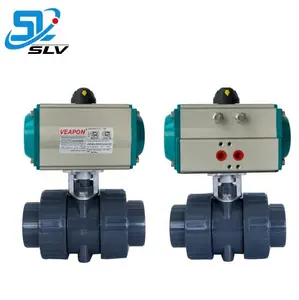 Pneumatic Actuated Ball Valve DN10 DN100 Pneumatic Actuator UPVC/PVC Plastic Ball Valve