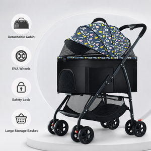 <span class=keywords><strong>Poussette</strong></span> pliable <span class=keywords><strong>pour</strong></span> animaux de compagnie avec cabine détachable, roues EVA, verrou de sécurité, grand panier de rangement, marque privée, vente en gros - Product Image 2