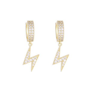 Pendientes de Aro Circulares RAKOL ZPE1941 con Superficie Lisa Redonda con Incrustaciones de Diamantes Rectangulares Cuadrados de Circonio - Product Image 5