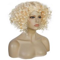 Bonnet de cheveux + Perruque blonde bouclée pour femme 613 courte, idéale pour cosplay, fête d'Halloween, costume adulte, fabriqué en Chine