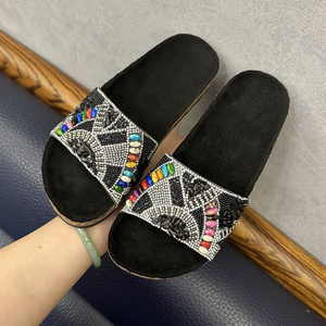 OLICOM Individuelles Logo Großhandel Damen Sommer Strand-Slides für Frauen Strass-Sandalen Damen Casual Rutschfeste Hausschuhe mit Diamanten - Product Image 2