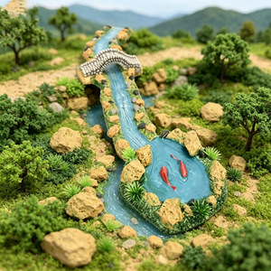 Modèle de micro-paysage Yitong, scène aquatique, forme irrégulière, ornement de jardin extérieur, finition peinte - Product Image 3