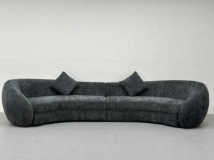 Sofá Seccional Curvo en Oferta, Superficie Tapizada en Terciopelo, Diseño Afelpado, Muebles Modernos para Sala de Estar - Product Image 6