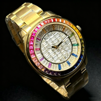 Montre mécanique automatique pour homme avec cristaux arc-en-ciel, Miyota 8215, montre-bracelet de luxe en acier inoxydable étanche