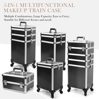 Organisateur de vernis à ongles professionnel 4 en 1 grande capacité, style luxueux, valise à roulettes pour maquillage, personnalisation du logo