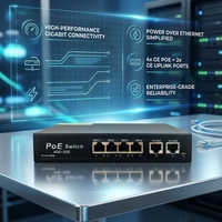 Commutateur PoE Gigabit non géré ANPA AP-3024MN 52V 4GE+2GE 1000Mbps RJ45 QoS pour caméra CCTV empilable 12Gbps IEEE 802.3af/at AI