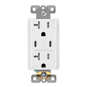 Tomacorriente de Pared de 1 Plaza con 2 Puertos USB-A, 120V 15A, Plástico, Estilo Moderno, Interruptor Decorativo, IP20, Cable de 0.5m - Product Image 1