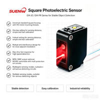 Nouveauté : Capteur photoélectrique carré rétro-réfléchissant EW-PR21, distance de détection 2m, LED rouge, DC5-24V