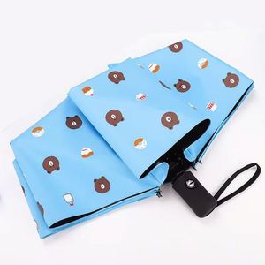 Parapluie pliant automatique 8K léger et pas cher, avec logo personnalisé, imprimé ours, tendance, pour la pluie et le soleil, vente en gros usine - Product Image 1