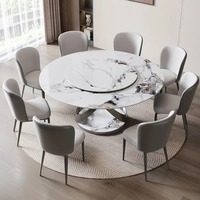 Table à manger ronde moderne en marbre pour 6 personnes, ensemble de salle à manger, table de centre pour restaurant, mobilier de cuisine extérieure