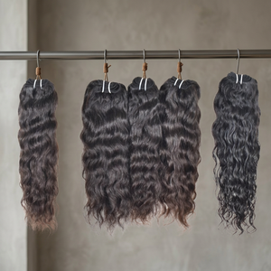 Wholesale 100% Indian Temple Hair <b>Extensions</b> Silky Wavy Human Hair Bundles Double Weft Braiding <b>Cheap</b> Lice-Free Human Hair - Product Image 1