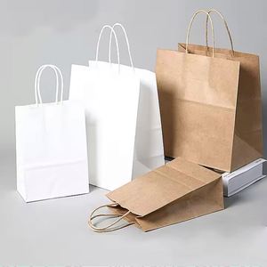 Sacs en papier kraft pour emporter, sacs de courses écologiques réutilisables, imprimés sur mesure, emballages recyclés, brun - Product Image 4